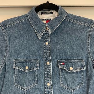VINTAGE Size 4 Tommy Hilfiger Button Down Denim Top